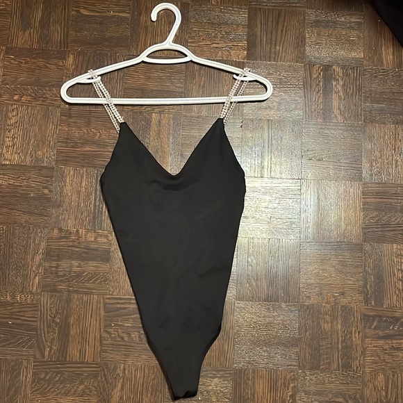 Black bodysuit with sparkle straps - Picture 2 of 5